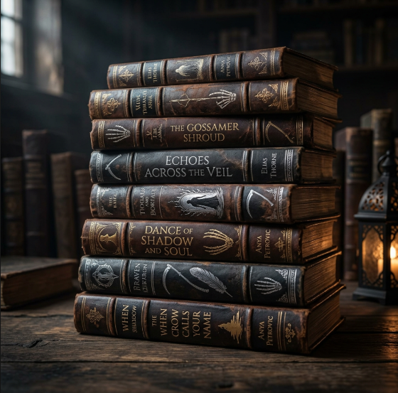 Dark atmospheric book cover for a guide to dark fantasy novels about death and the afterlife