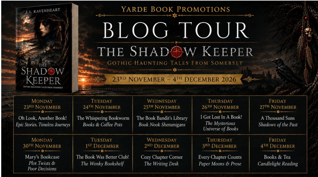 Blog tour banner for The Shadow Keeper by E.L. Ravenheart